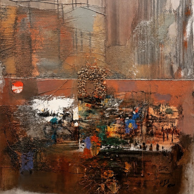 Abstract Weiliang Zhao “Significant Century #14” Mixed Media Abstract, 1998 For Sale - Image 3 of 5