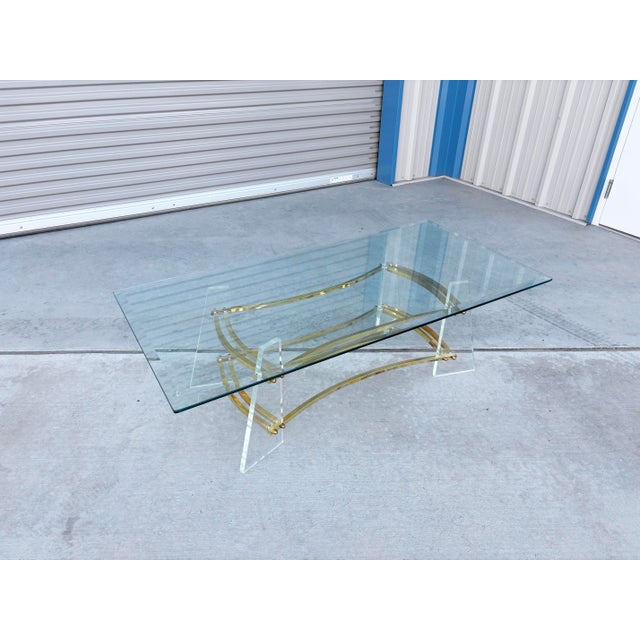 1970s 1970s Mid Century Lucite and Glass Coffee Table Styled After Charles Hollis Jones For Sale - Image 5 of 13