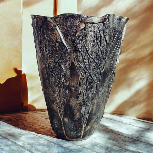 Mid-Century Modern Mid-20th Century Silver-Plated Ceramic Vase from Vera Lucino, Italy For Sale - Image 3 of 6