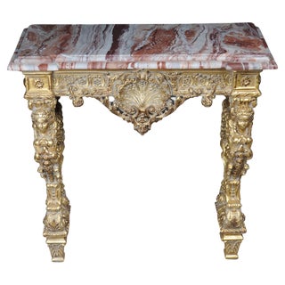 20th Century Wall Console Gilded with Marble Model in the style of F. Linke For Sale
