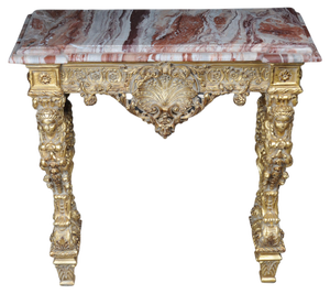 20th Century Wall Console Gilded with Marble Model in the style of F. Linke