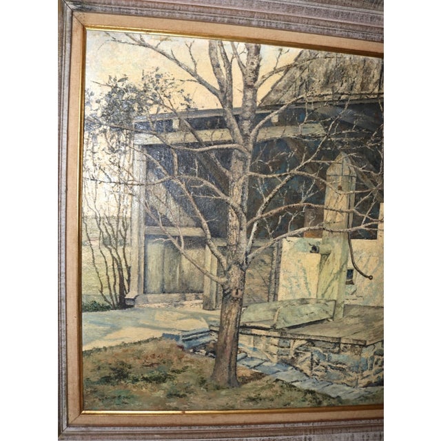 Paint Vintage Original c.w. Phillips 1967 Well Water Pump Barn Landscape Oil Painting For Sale - Image 7 of 12