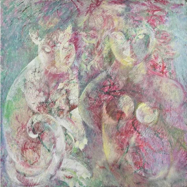 Sebastiano Sanguigni, The Woman and the Cat, Oil Painting, 2000 For Sale - Image 4 of 4