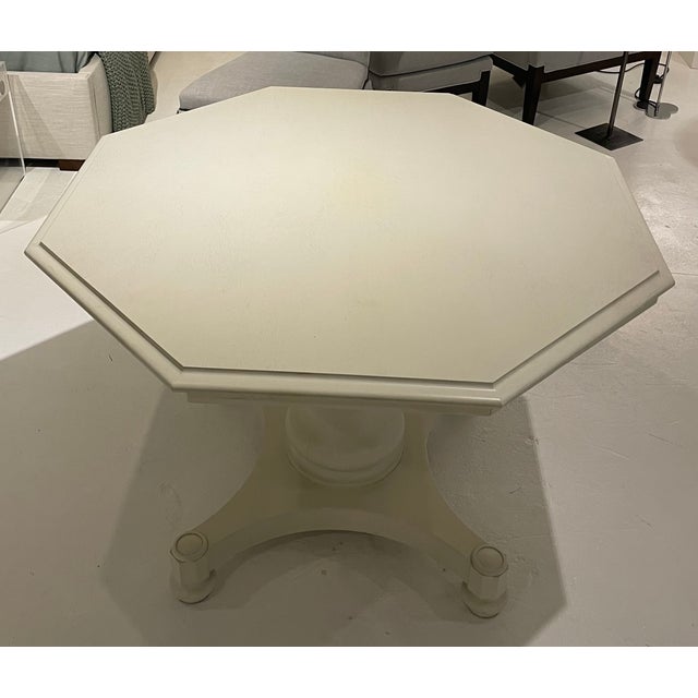 Showroom New - Showroom Sample - Elegant carved base supports an octagonal detailed top. This table can be used in many...