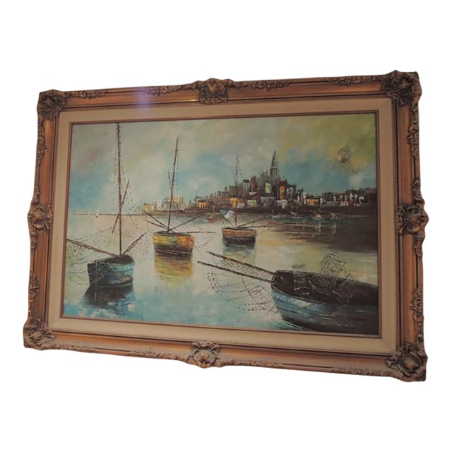 Oil Painting by B. Canon 44 X 32 "California School of Painters" Seascape Scene For Sale