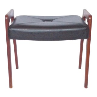 Mid-Century Modern Ponti Style Leather Ottoman For Sale