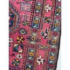 Antique Heriz Runner in Pink, Peacock Teal, Cantaloup, & Dirty Olive - ~ 3.3 X 14 For Sale - Image 9 of 12