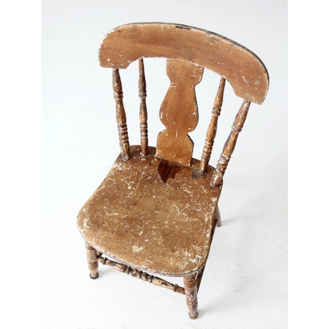 Antique Splat Back Primitive Chair For Sale - Image 9 of 11