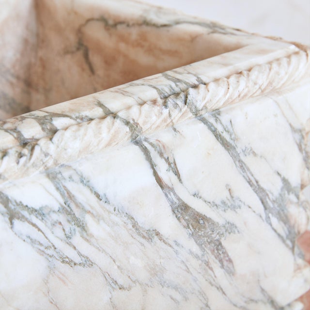 Mid 20th Century White Carrara Marble Square Planter, France 20th Century For Sale - Image 5 of 11