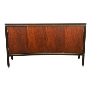 1950s Dunbar Curved Front Rosewood Custom Credenza Brass Trim Edward Wormley For Sale