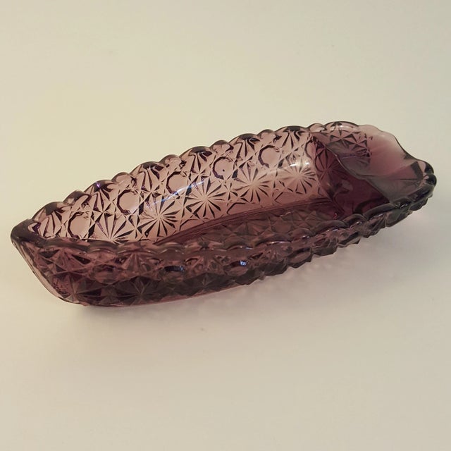 Amethyst Early American Daisy and Button Amethyst Glass Ashtray For Sale - Image 8 of 8