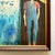 Paul Bowen Vintage 1990's Provincetown Modernist " Untitled Blue Trees " Original Signed Framed Mixed Media Painting For Sale - Image 18 of 18