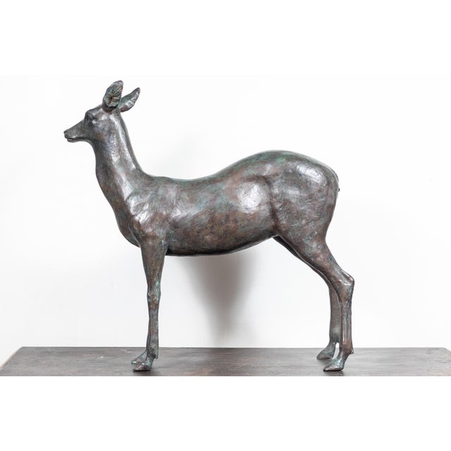Figurative Large, Cast Bronze Doe, circa 1940 For Sale - Image 3 of 9