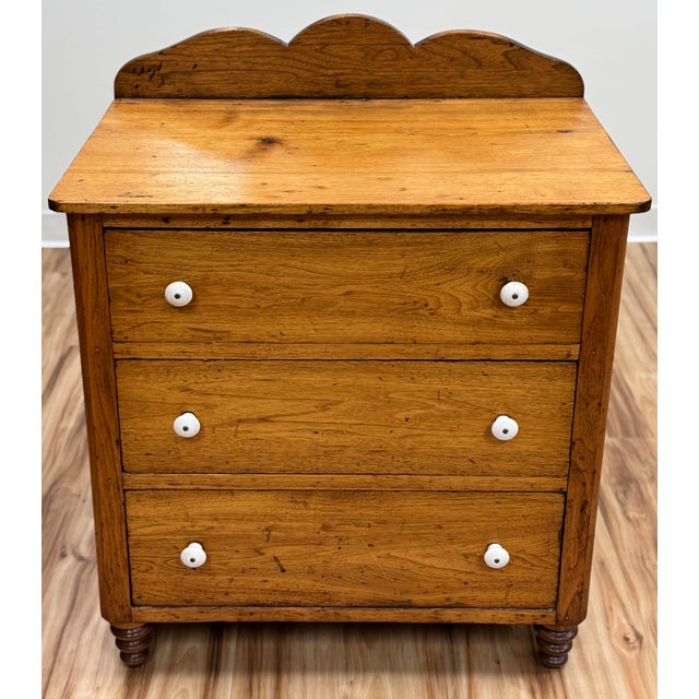 Farmhouse Antique Pine Three Drawer Chest With Porcelain Knobs For Sale - Image 3 of 16