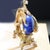 Contemporary 1940s Art Deco Lapis Lazuli and Diamond 18k Yellow Gold Brooch Pendant For Sale - Image 3 of 9