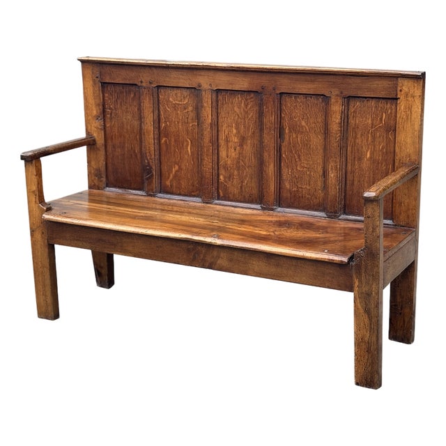 Antique Georgian Oak and Elm Vernacular Bench, 1770 For Sale