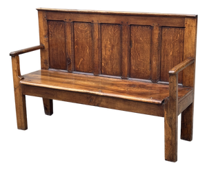 Antique Georgian Oak and Elm Vernacular Bench, 1770