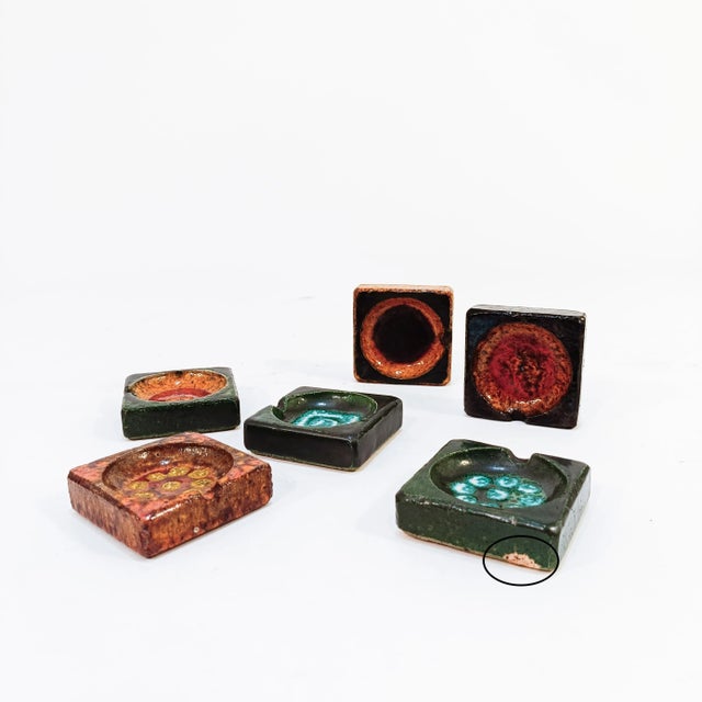 German Ceramic Ashtray Set in the style of Scheurich, 1960s, Set of 6 For Sale - Image 9 of 10