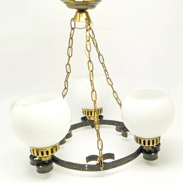 Glass and Steel Ceiling Light, Poland, 1970s For Sale - Image 11 of 11