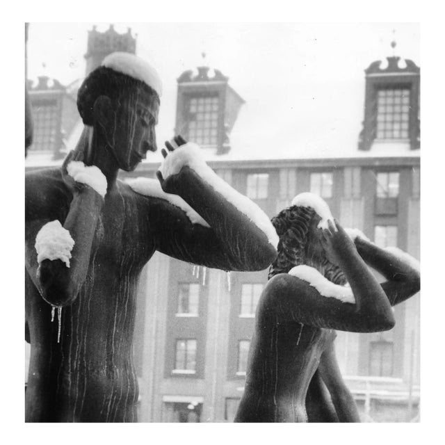 1960 Stockholm Winter With Carl Milles Sculpture Photograph For Sale