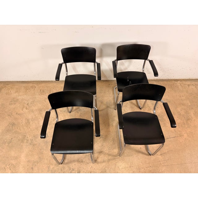 Bauhaus S43F Cantilever Chairs by Mart Stam for Thonet, 1970s, Set of 4 For Sale - Image 3 of 16