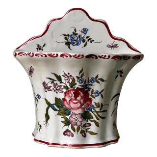 Vintage Malicorne Pottery Wall Pocket or Bouquetière by Emile Tessier For Sale