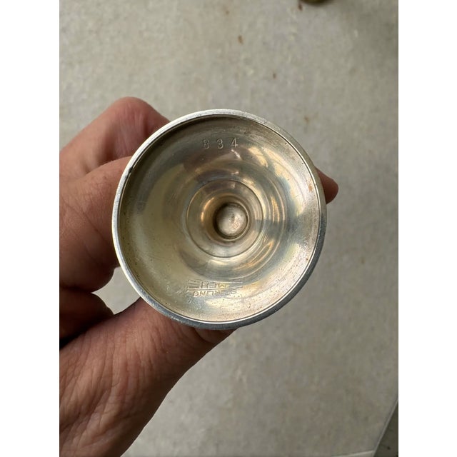 Art Deco Antique Sterling Silver Salt and Pepper Shakers Featuring a Monogrammed For Sale - Image 3 of 4