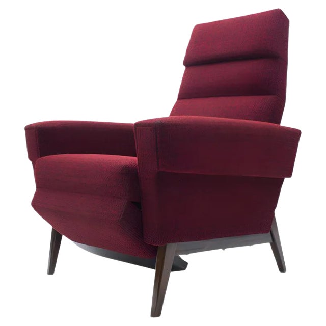 Scandinavian Wooden and Fabric Lounge Chair, 1960s For Sale