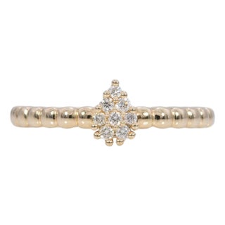 Earth Mined Diamond Band, Solid 14k Gold, Natural Diamond Stacking Band, Size 6.75 For Sale
