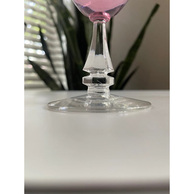 Tiffin Franciscan Pink Wisteria Stemware Glasses With Silver Rims - 11 Pieces For Sale - Image 11 of 13