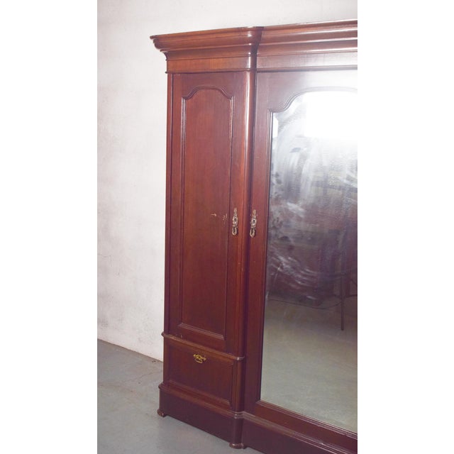 Antique English Mahogany Wardrobe with Central Mirror For Sale - Image 3 of 9