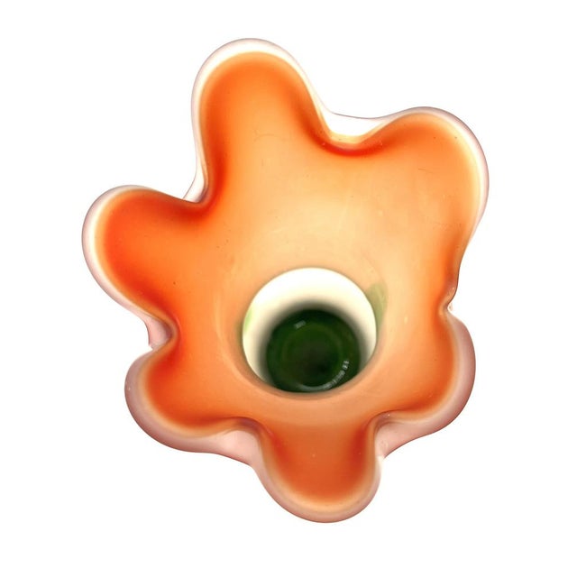 Large Vintage Orange-Green Murano Glass Vase, 1970s For Sale - Image 11 of 13