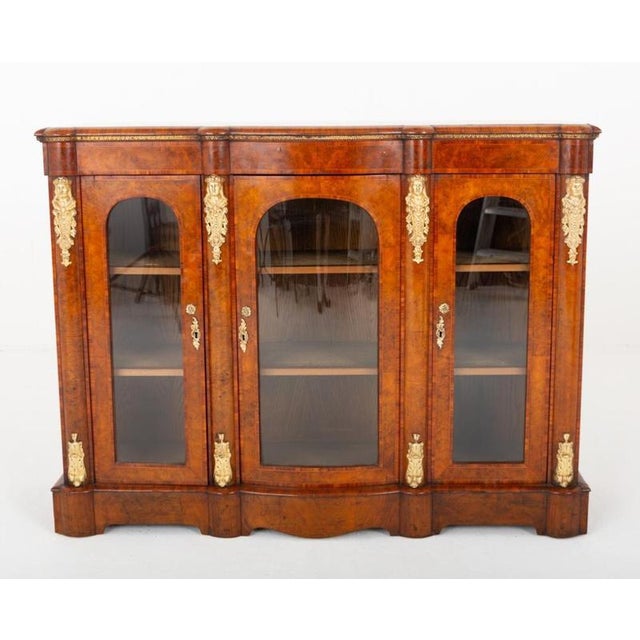 Wood Victorian Credenza Burr Walnut Cabinet, 1870 For Sale - Image 7 of 7