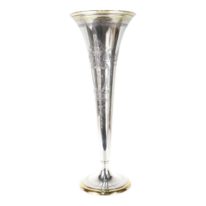 Large Antique 20" Tiffany & Co. Sterling Silver Trumpet Flower Vase