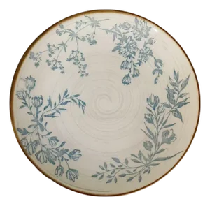 Vintage Cottage Hand-Painted Blue Floral Ceramic Plate