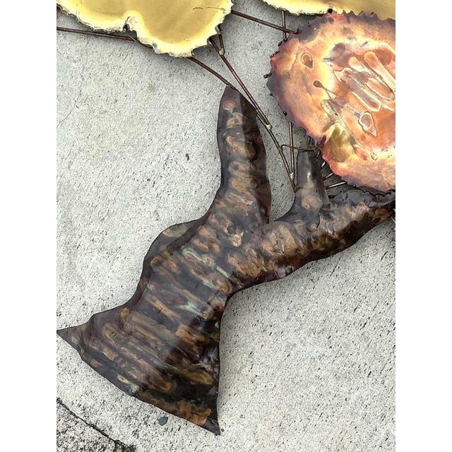 Vintage Torch Cut Brass and Copper Tree Wall Sculpture For Sale - Image 11 of 12