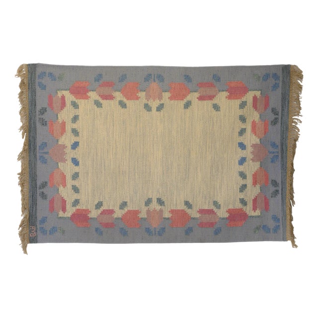 Mid-Century Swedish Kilim Rug by Anne Marie Boberg, 1960s For Sale