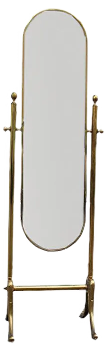 Italian Swinging Bedroom Mirror in Solid Brass, 1950s