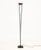 Koch and Lowy Black Patinated Steel Halogen Floor Lamp, with patinated maroon half moon shade, marked Koch and Lowy to...