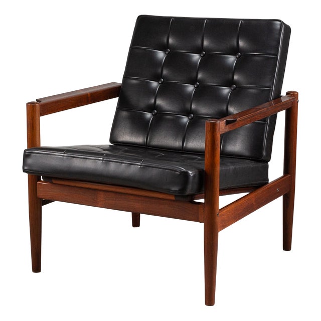 Mid-Century Rosewood and Skai Armchair by Børge Jensen & Sønner for Bernstorffsminde, Denmark, 1960s For Sale