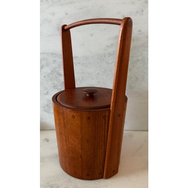 Mid 20th Century Vintage Danish Mid Century Ernest Sohn Siamese Solid Teak Ice Bucket For Sale - Image 5 of 11