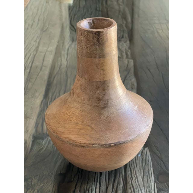 Contemporary 1970s Organic Modern Turned Wood Vase For Sale - Image 3 of 4