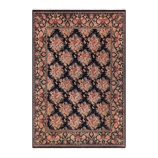 Elegant Kashan Pak-Persian Black/Gold Wool Rug - 8'11'' X 12'1'' For Sale
