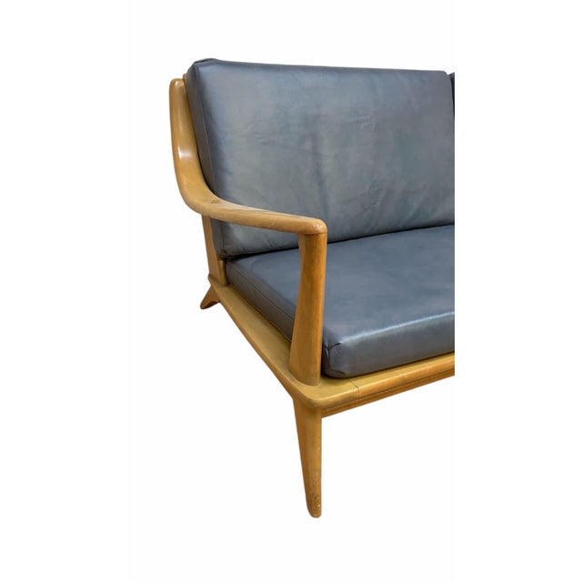 Mid 20th Century Heywood Wakefield Aristocraft Sofa Newly Reupholstered in Leather For Sale In Chicago - Image 6 of 12