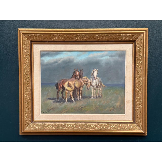 Swedish Artist, Horses, 1960s, Oil on Canvas, Framed For Sale - Image 11 of 13