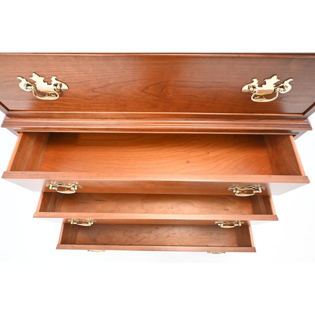 Stickley Chippendale Style Cherry Highboy Dresser | Newly Refinished For Sale - Image 10 of 15