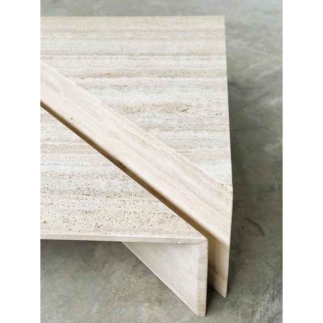 Large Italian Brutalist Geometric Travertine Coffee Tables from Up & Up, Set of 2 For Sale - Image 10 of 16