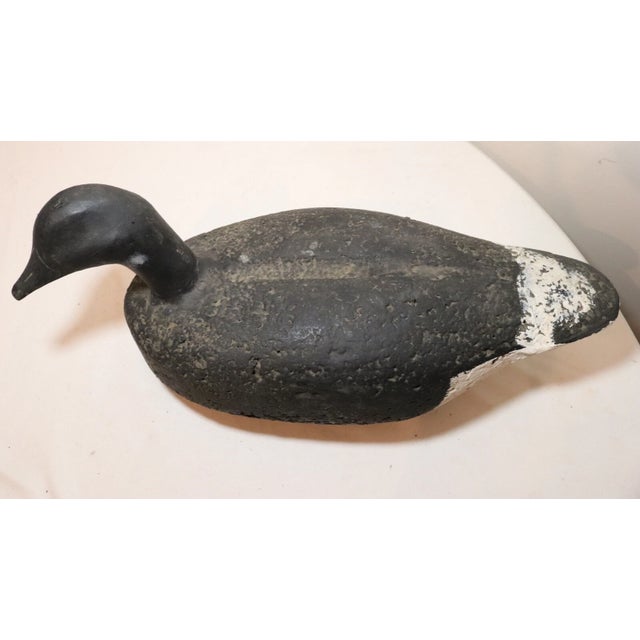 1960s Antique Hand Carved Wood Folk Art Black Goose Duck Decoy Bird Sculpture SDG For Sale - Image 5 of 12