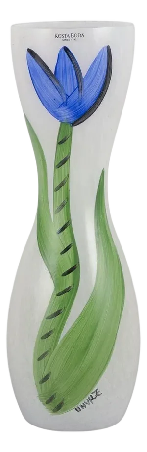 Tall and Slender Vase with Flowers by Ulrica Hydman Vallien for Kosta Boda