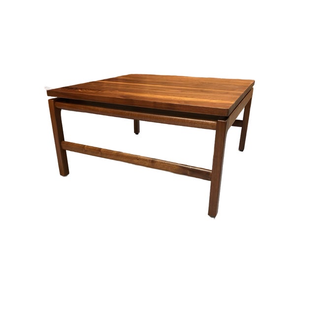 Solid Claro Walnut Side Table by Gunlocke. Manufactured in Dallas Texas. Professionally restored by us. No visible flaws....